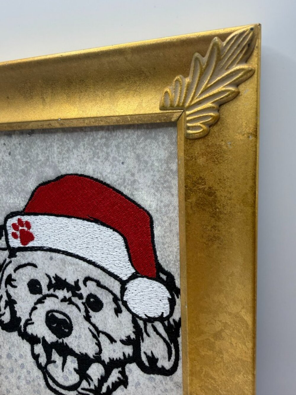 Homemade Dog In Santa Hat 5X7" Embroidery Art - Picture 4 of 5